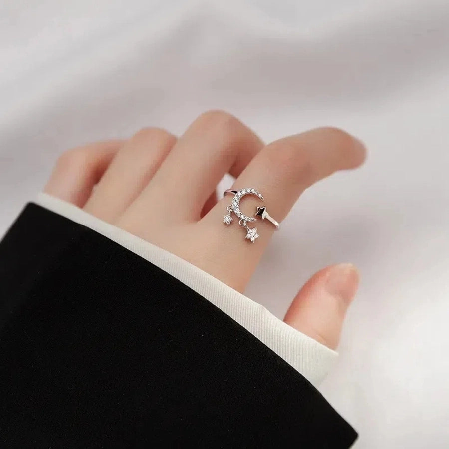 Star Moon Ring (925 Sterling Silver)