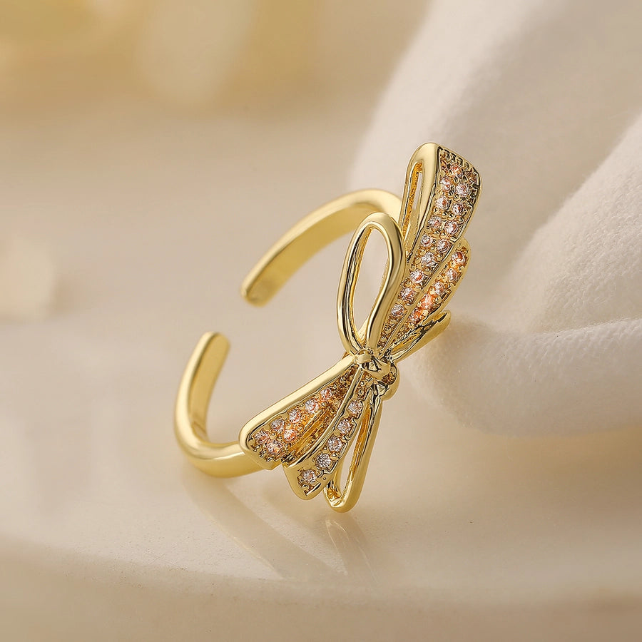 Zircon Bow Ring (18k Gold Plated)