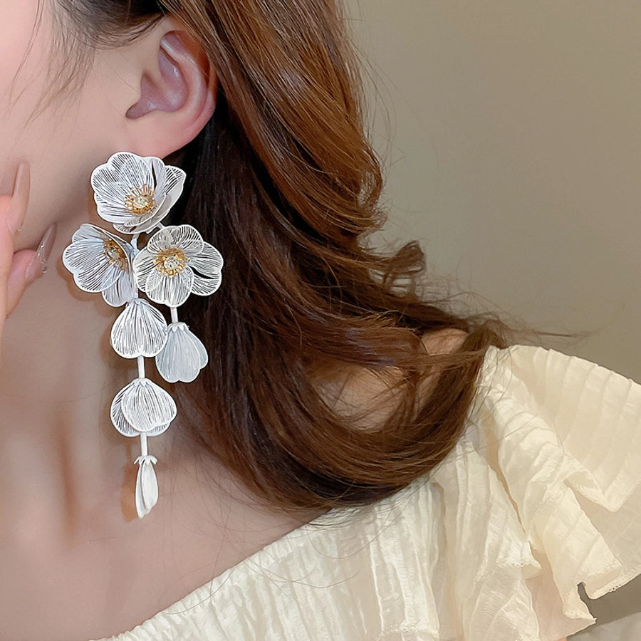 Flower Petal Tassel Earrings