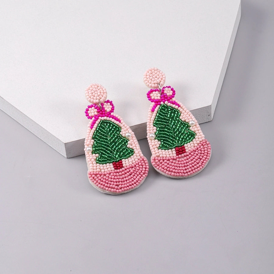 Holiday PINK Tree Drop Earrings