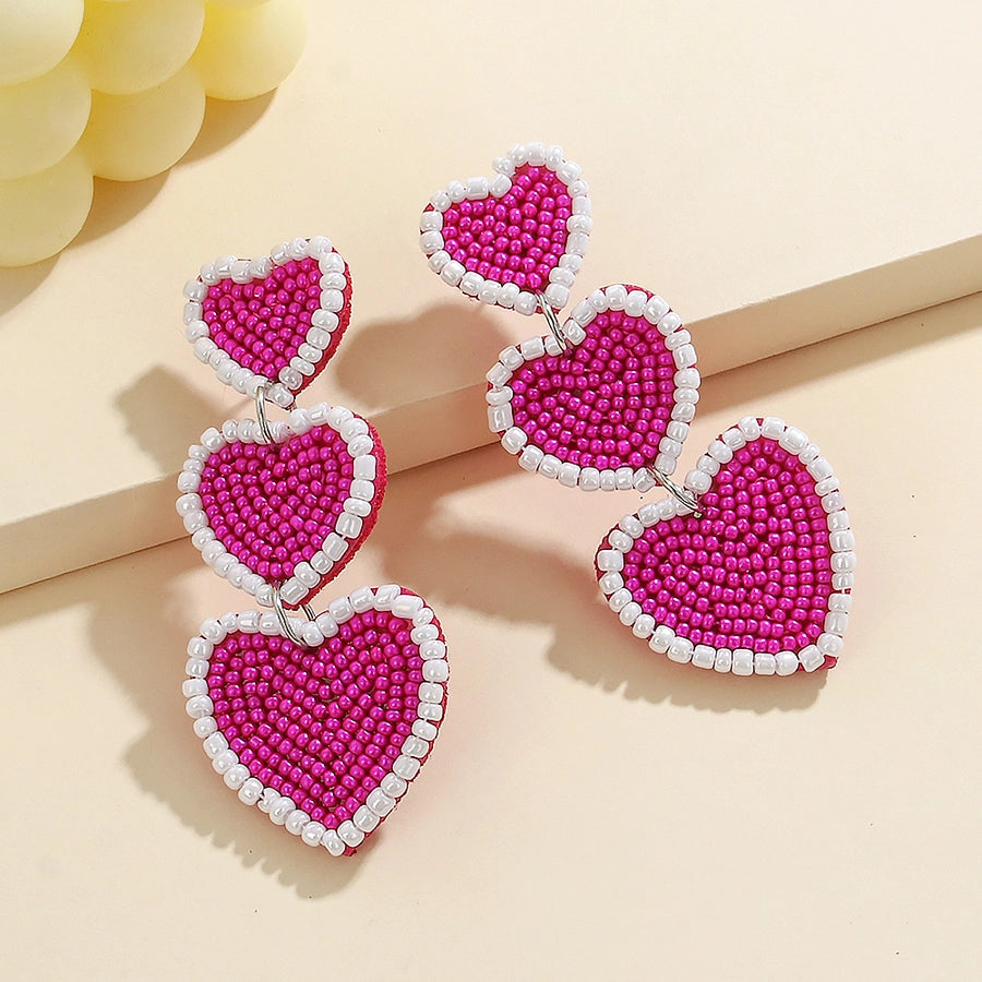 Heart Beaded Drop Earrings