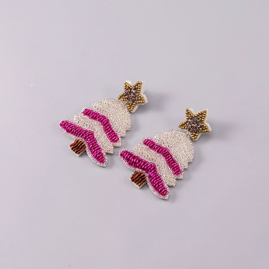 Holiday PINK Tree Drop Earrings