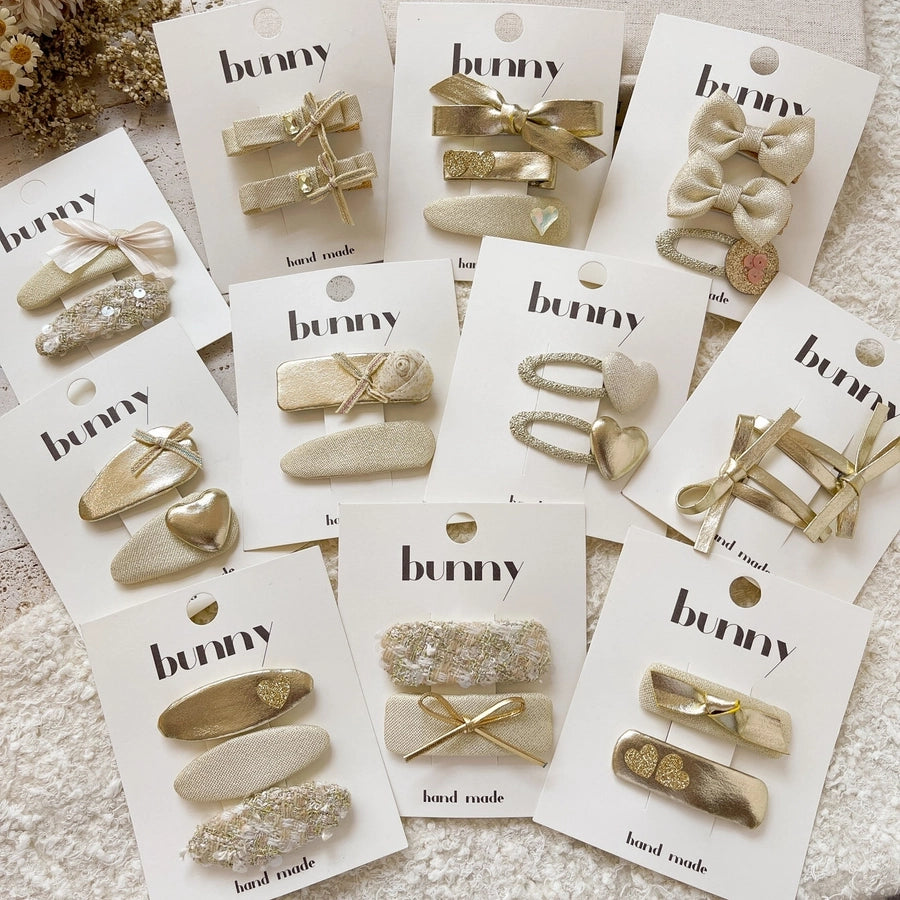 Bow Hair Clip Set-Gold Collection