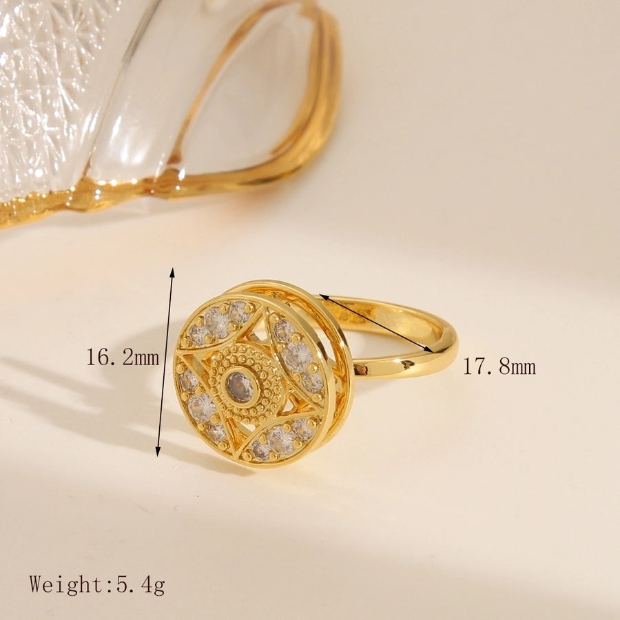 French Vintage Style Copper Plating 18K Gold Rotating Open Ring