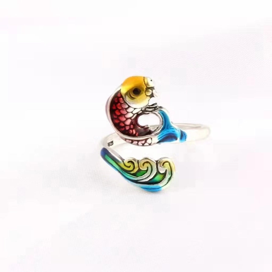 hot sale  hook line geometric cat ring opening adjustable animal ring knitted jewelry with line