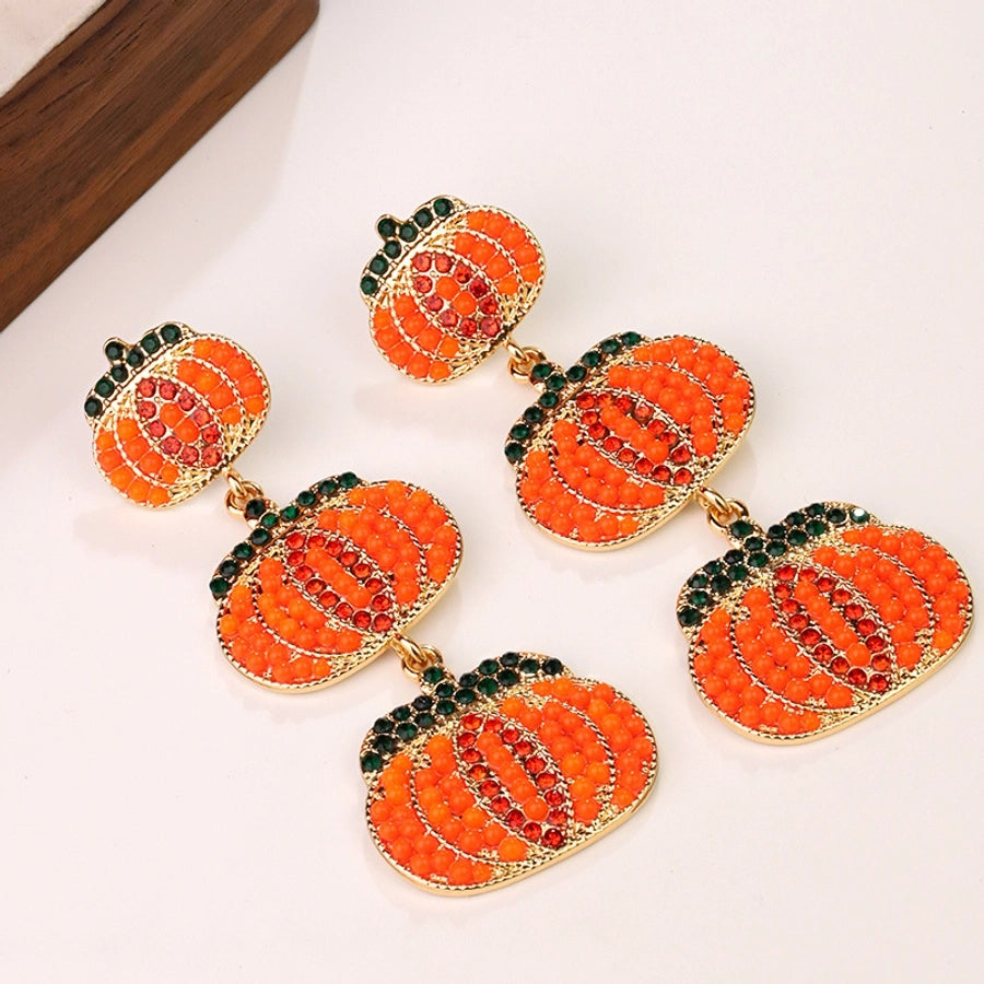 Pumpkin Bead Drop Earrings