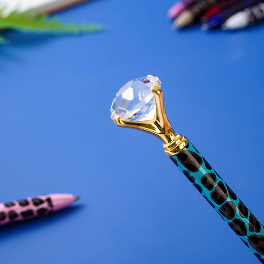 Leopard diamond metal ballpoint pen