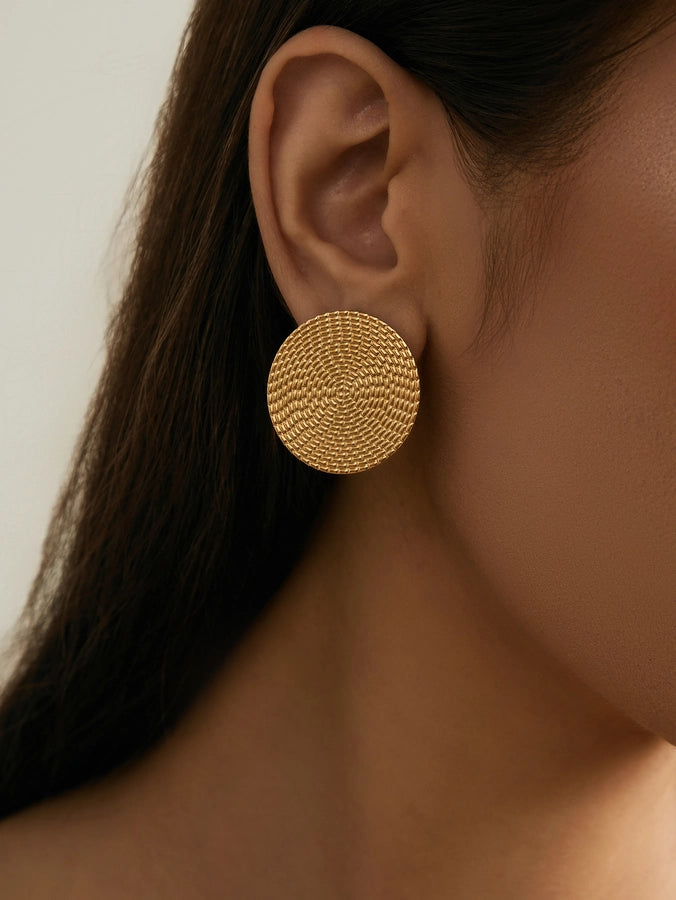 Vintage Circle Ear Studs (18K Gold Plated)