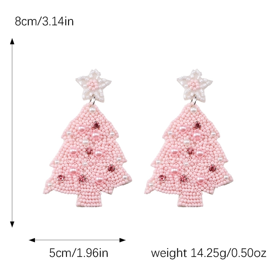 Holiday PINK Tree Drop Earrings