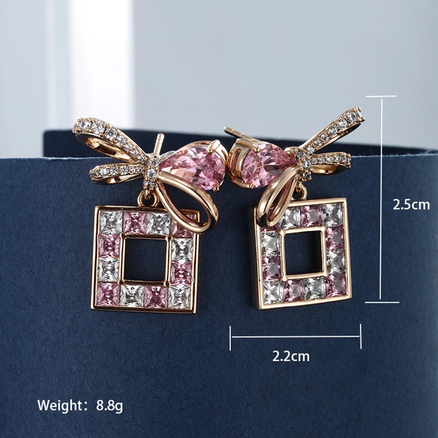 Square Bowknot drop earrings (18k gold plated)