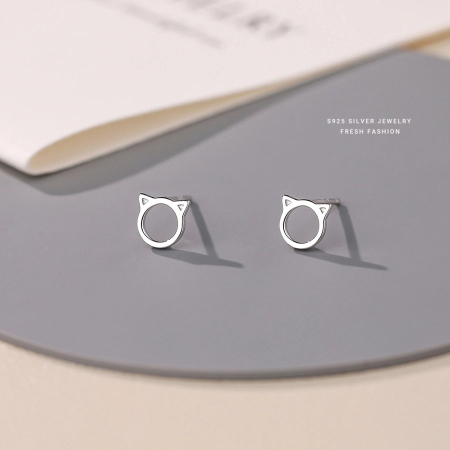 Sterling Silver Cat Ear Studs