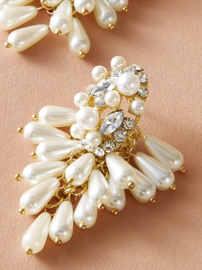 Pearl Rhinestone Drop Earrings