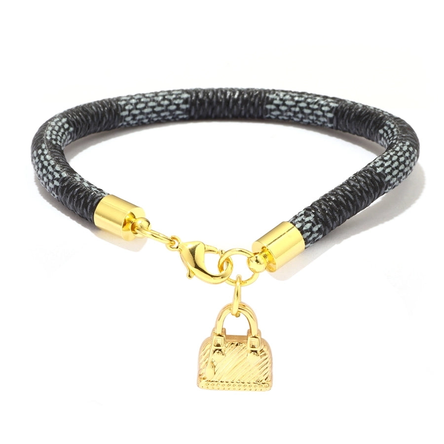 Chic leather bracelet with Bag charm