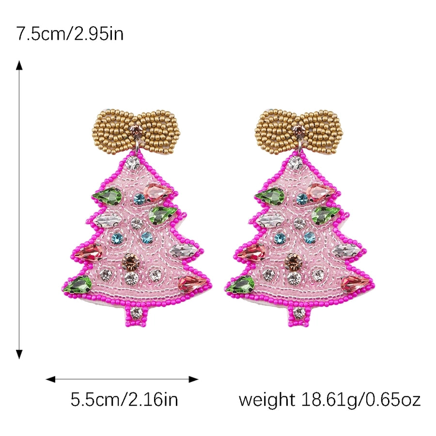 Holiday PINK Tree Drop Earrings