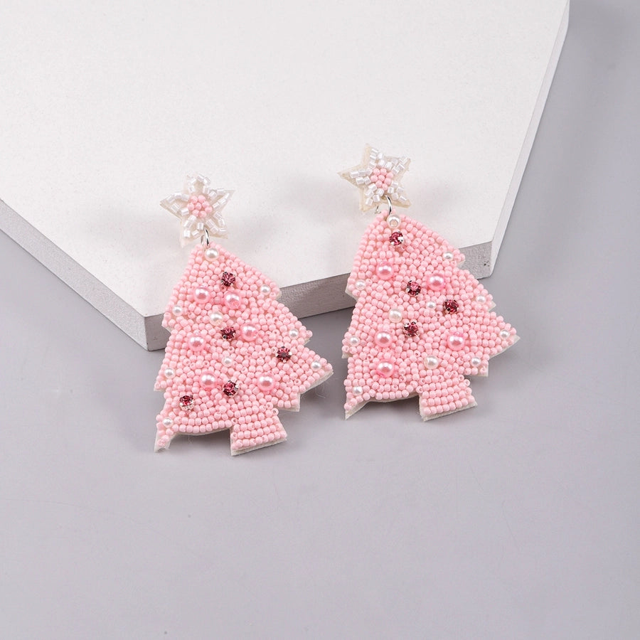 Holiday PINK Tree Drop Earrings