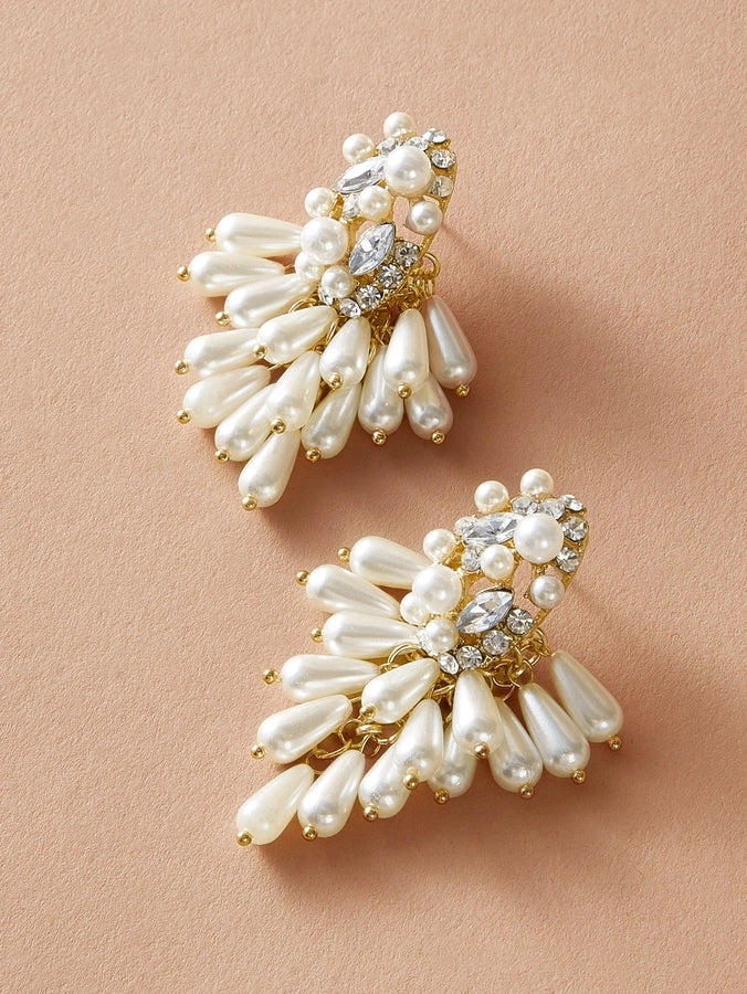 Pearl Rhinestone Drop Earrings