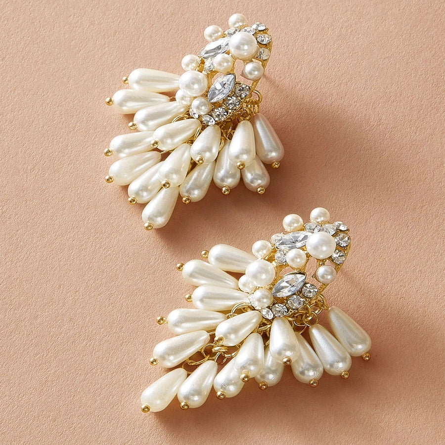 Pearl Rhinestone Drop Earrings