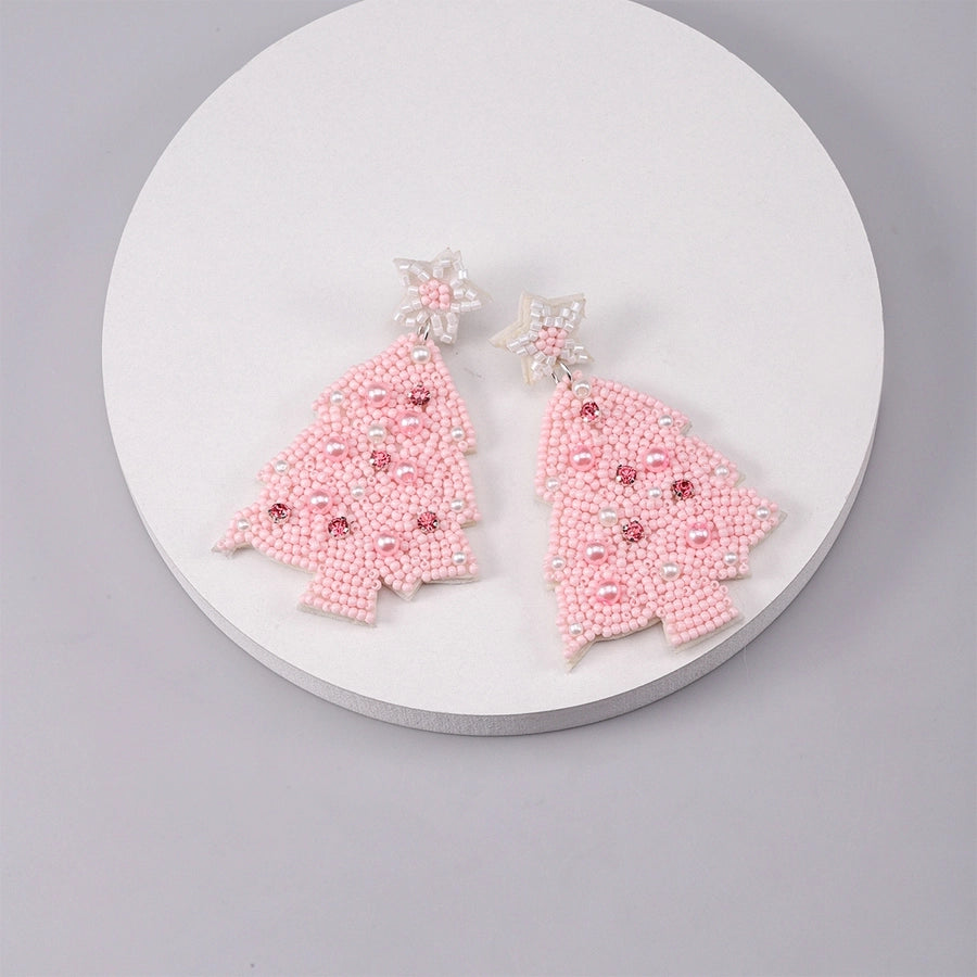 Holiday PINK Tree Drop Earrings