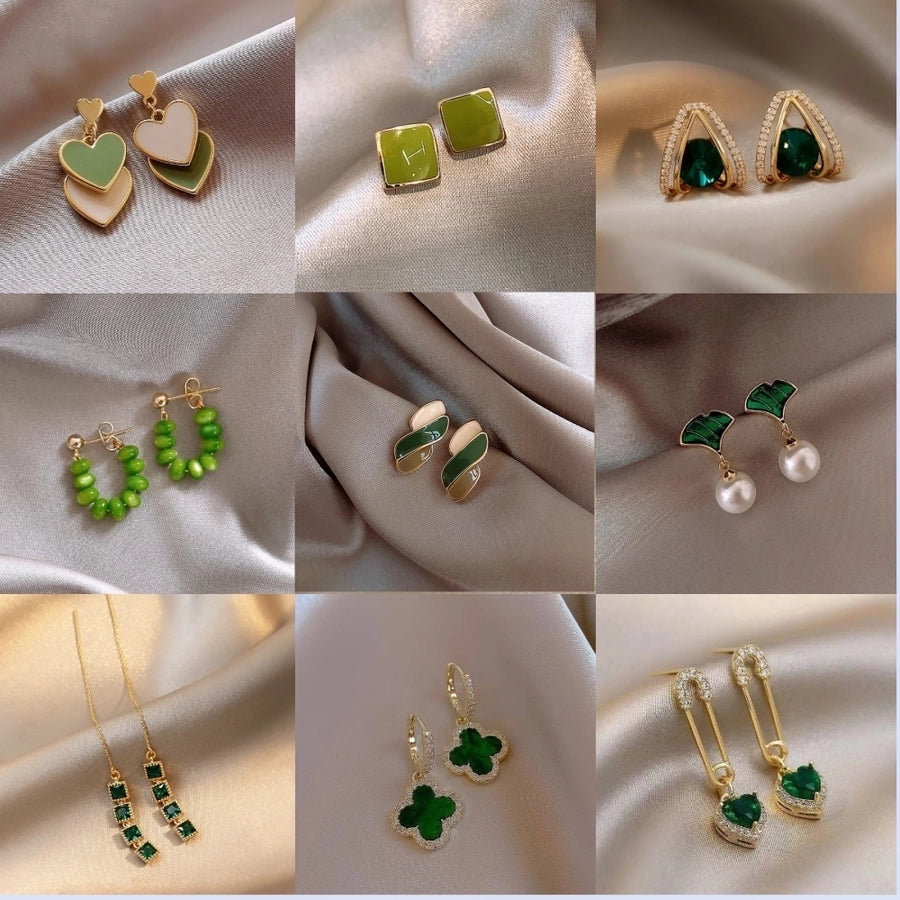 Green Rhinestones earrings