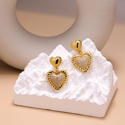 Shining Heart Drop Earrings