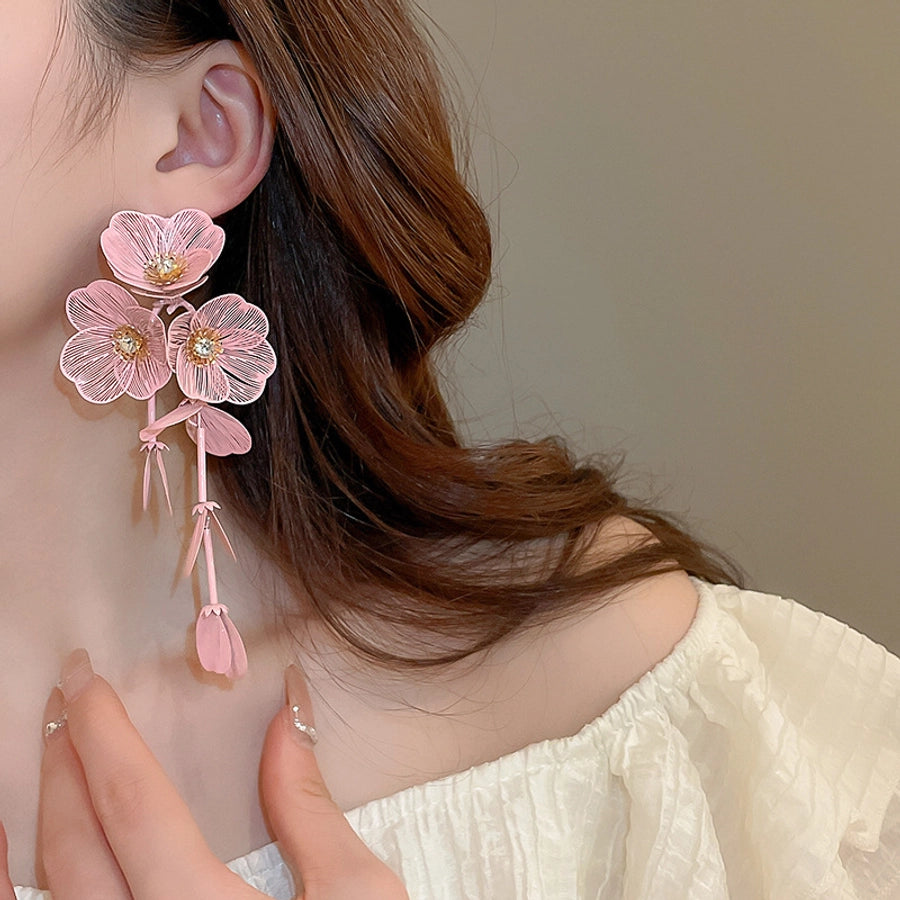 Flower Petal Tassel Earrings