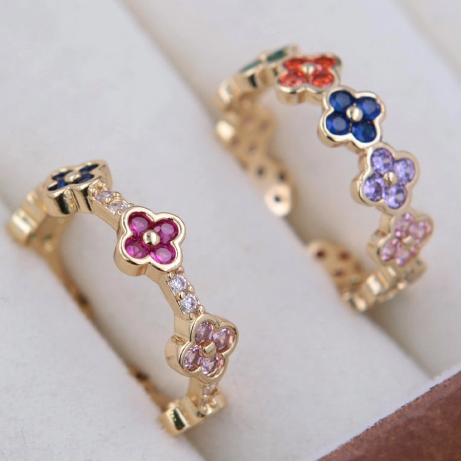 Four Leaf Clover Zircon Open Rings