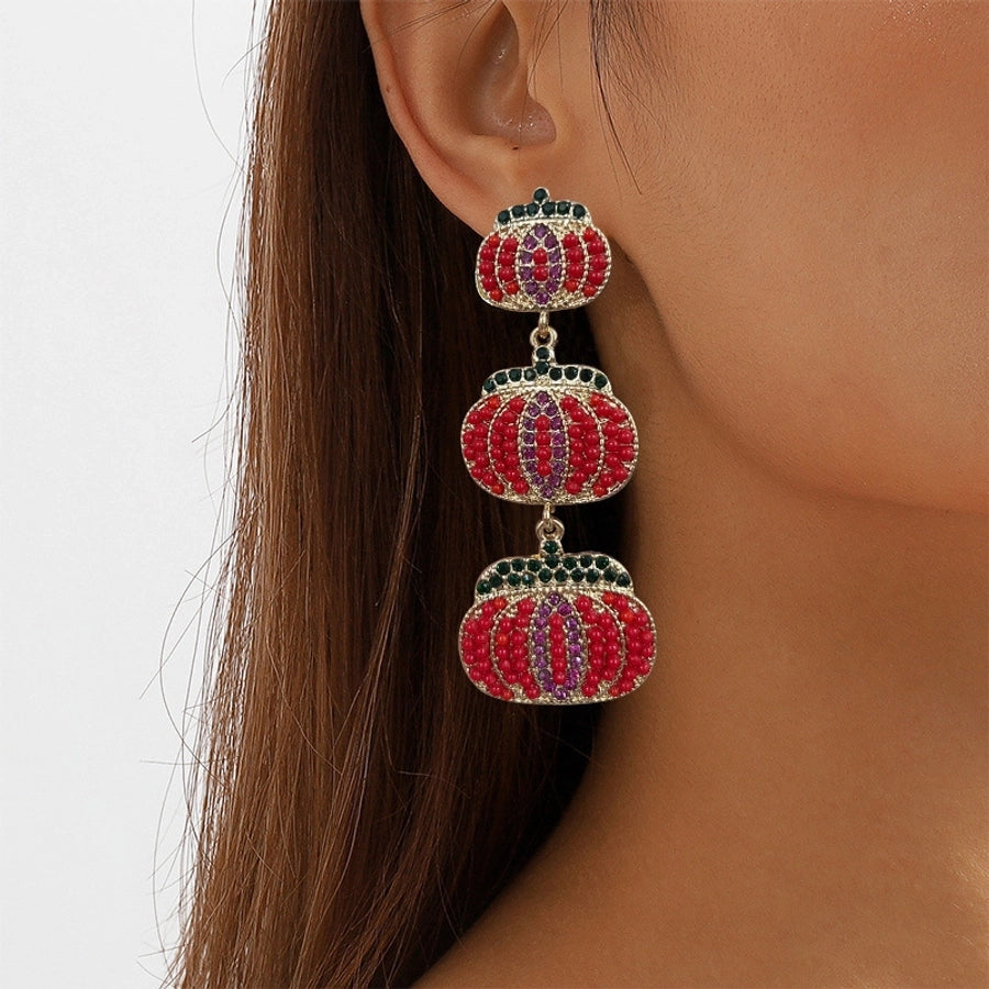 Pumpkin Bead Drop Earrings