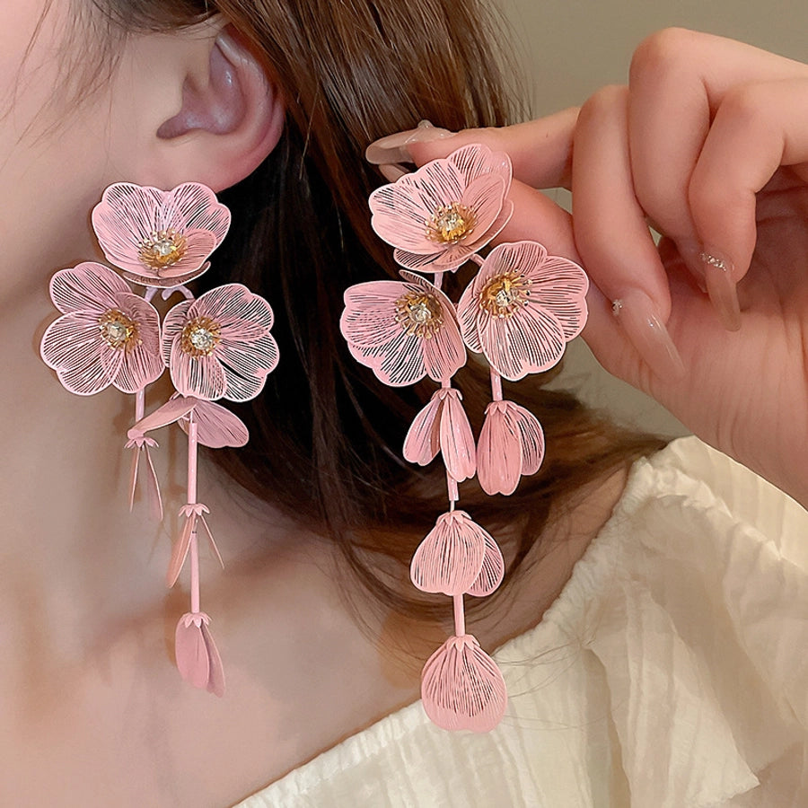 Flower Petal Tassel Earrings