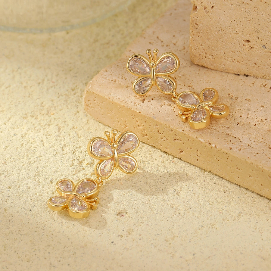 Butterfly Zircon Drop Earrings