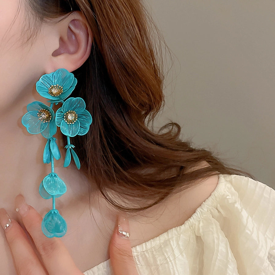 Flower Petal Tassel Earrings