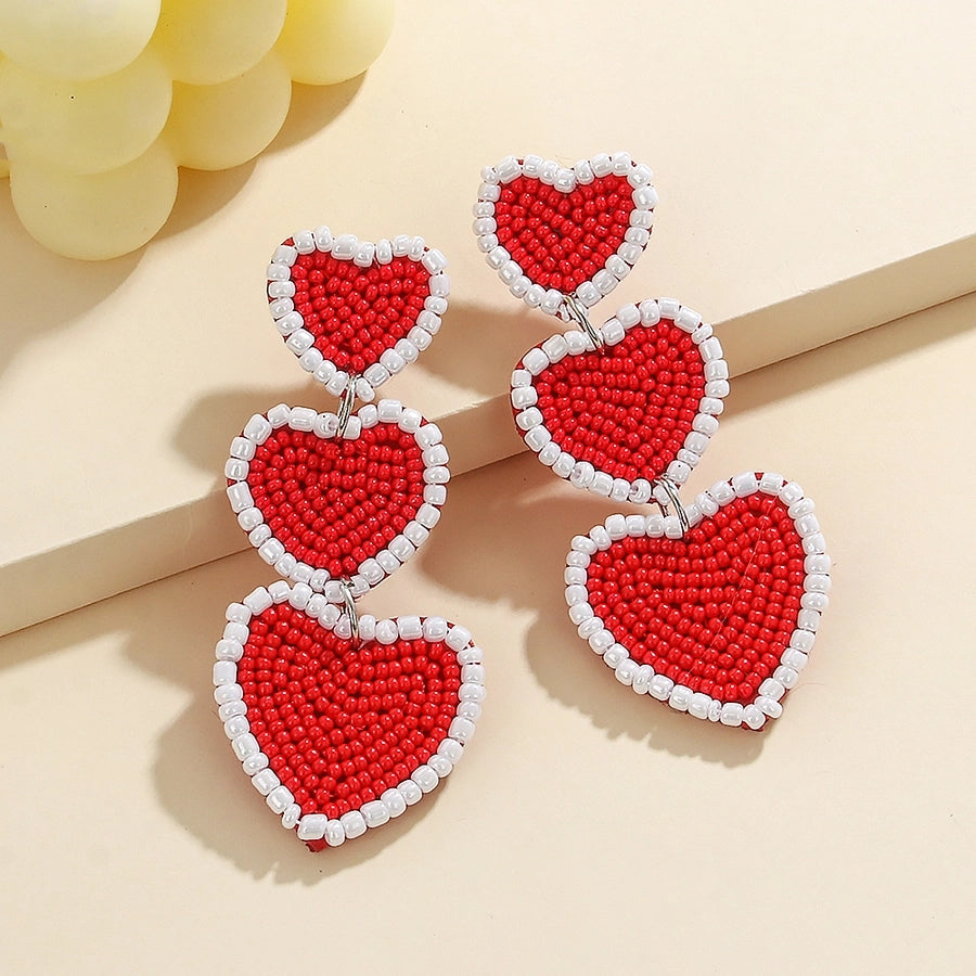 Heart Beaded Drop Earrings