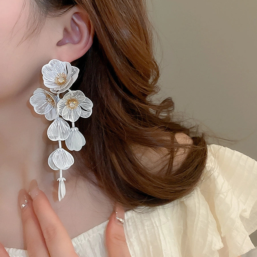 Flower Petal Tassel Earrings