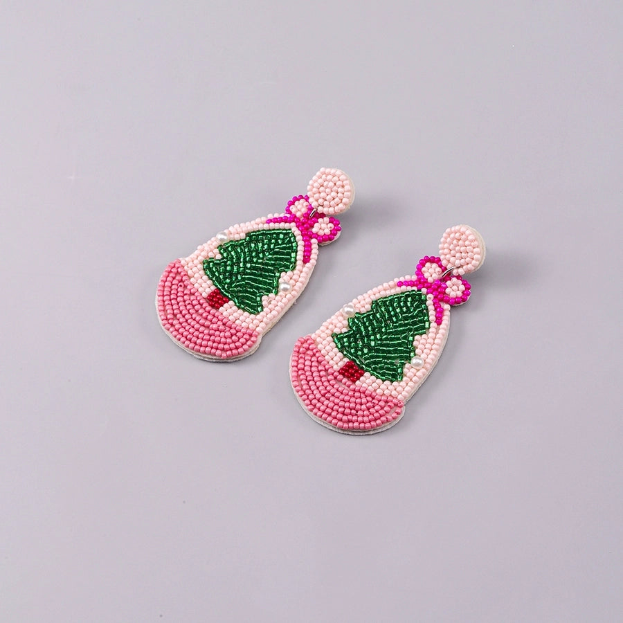 Holiday PINK Tree Drop Earrings