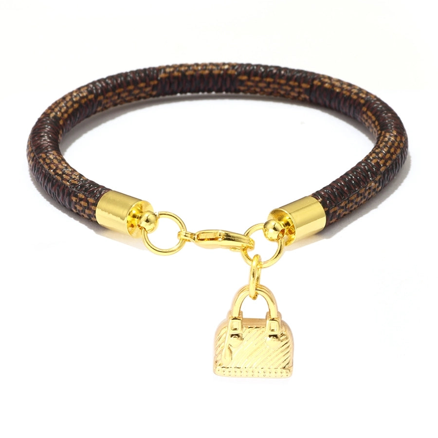 Chic leather bracelet with Bag charm