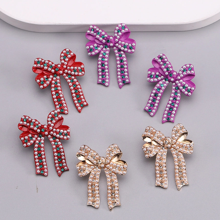 Bowknot enamel ear studs