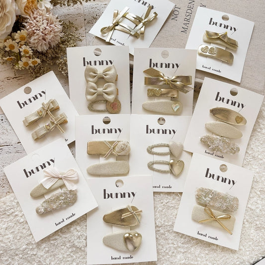 Bow Hair Clip Set-Gold Collection