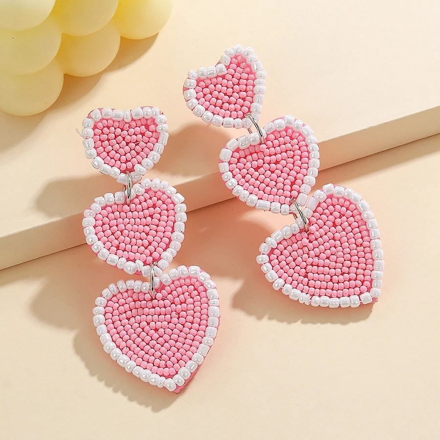 Heart Beaded Drop Earrings