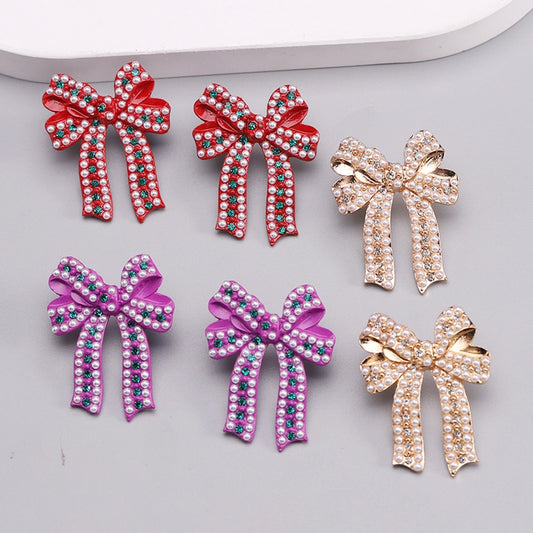 Bowknot enamel ear studs