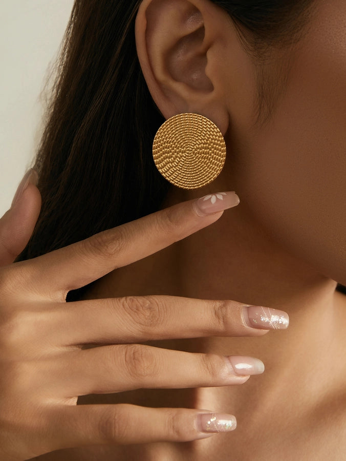 Vintage Circle Ear Studs (18K Gold Plated)