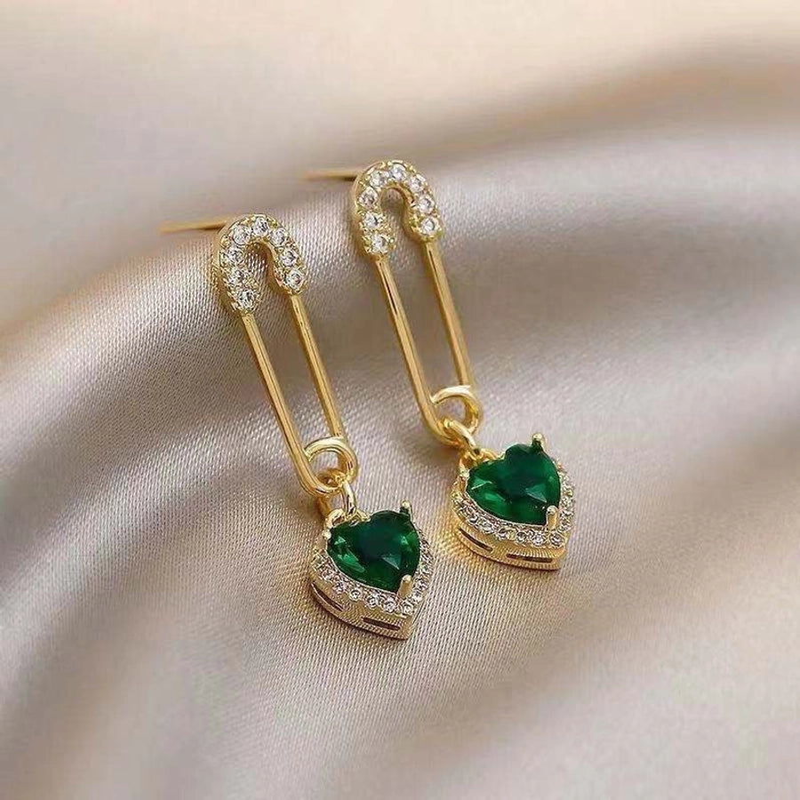 Green Rhinestones earrings