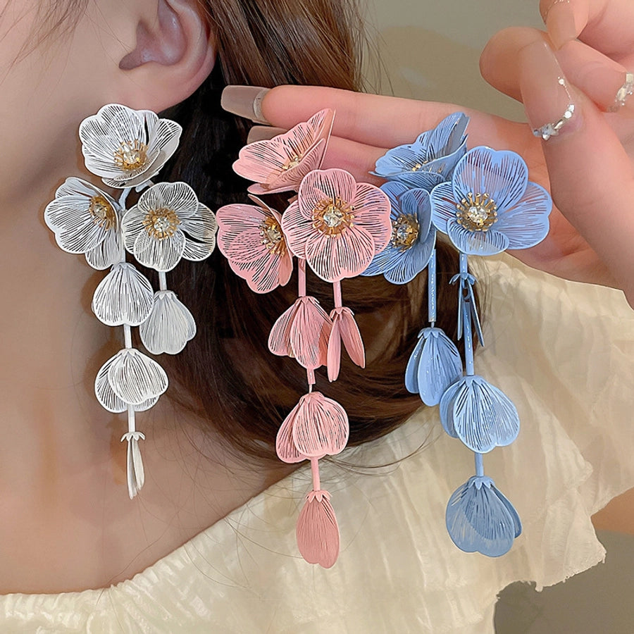 Flower Petal Tassel Earrings