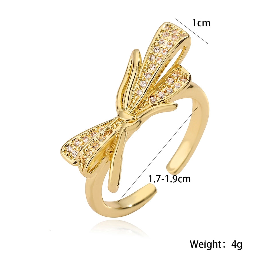 Zircon Bow Ring (18k Gold Plated)