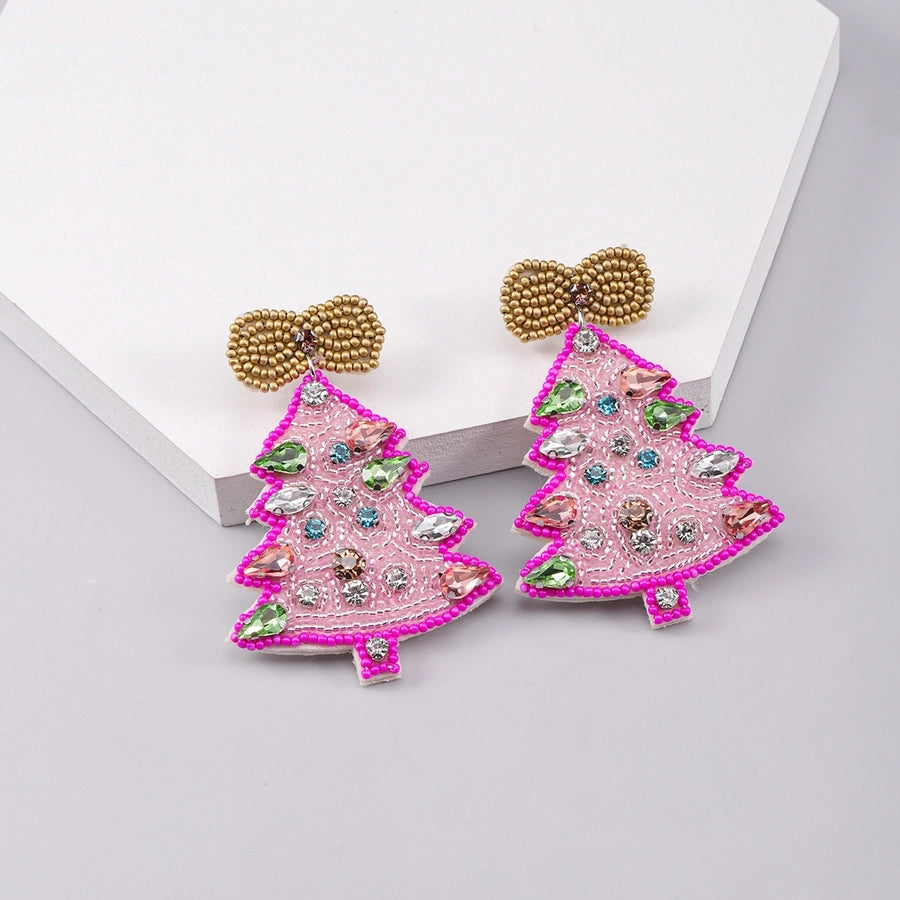 Holiday PINK Tree Drop Earrings