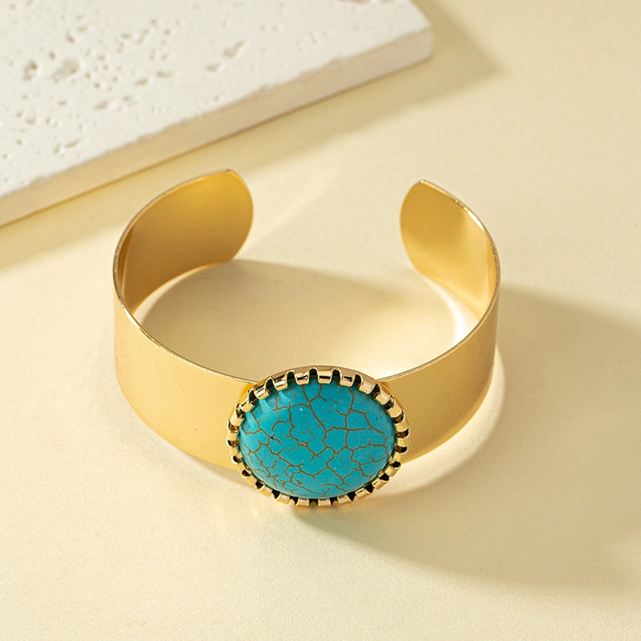 retro ethnic style round turquoise alloy  cuff bracelets