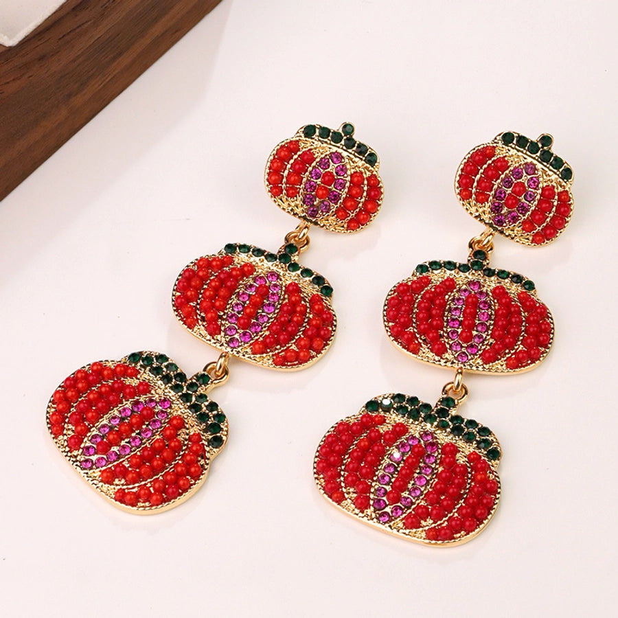 Pumpkin Bead Drop Earrings