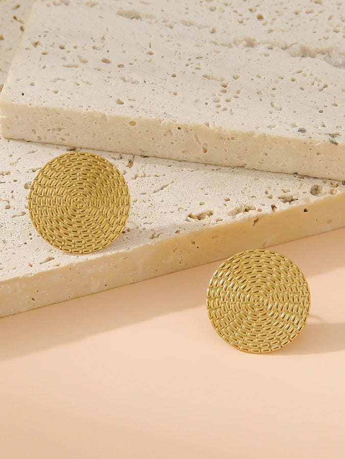 Vintage Circle Ear Studs (18K Gold Plated)