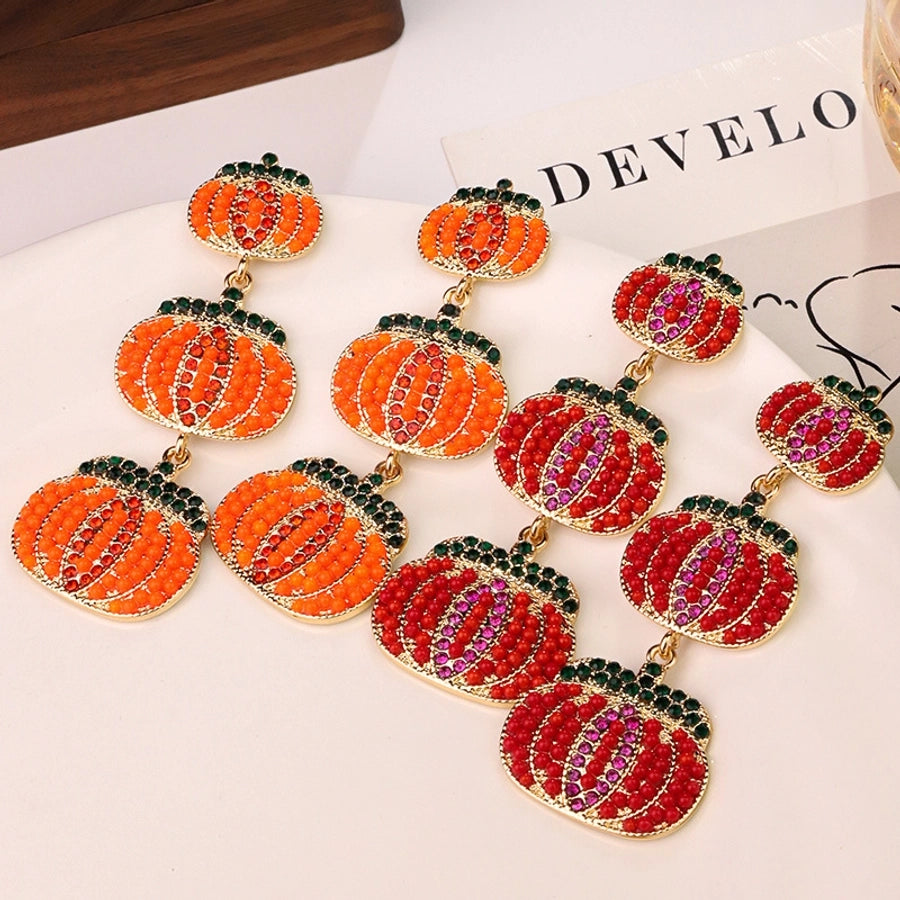 Pumpkin Bead Drop Earrings